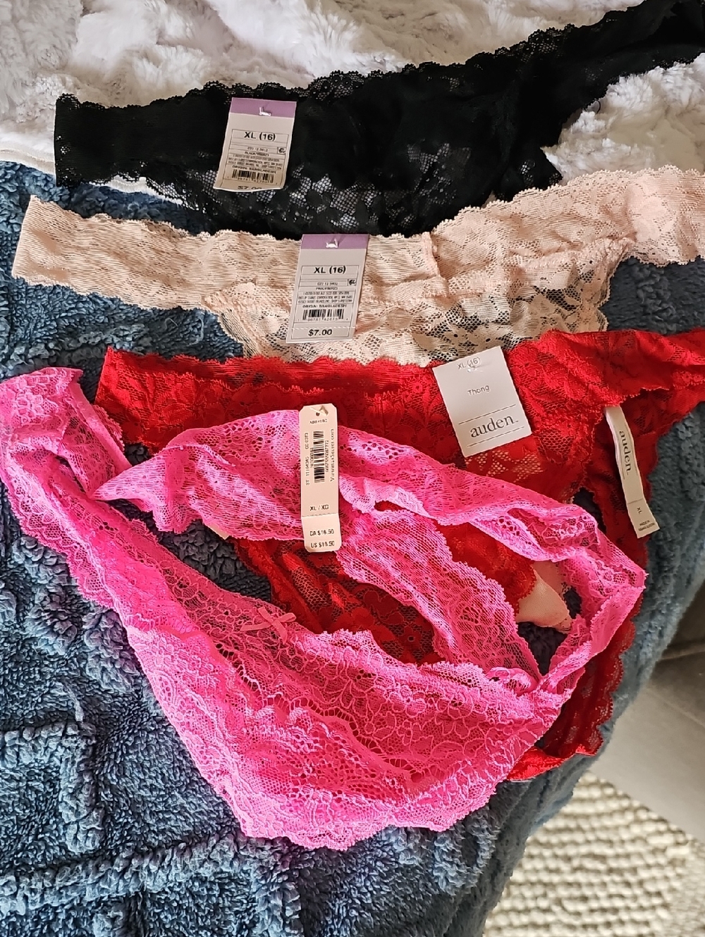 Auden Lace Thong Set in Black, Cream, Red, Hot Pink